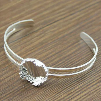 

4Pcs Kids Adjustable Bangle, Kid'S Bangle Jewelry Finding Fit 15mm Cabochon, Shiny Silver Color Adjustable Bangle For Children