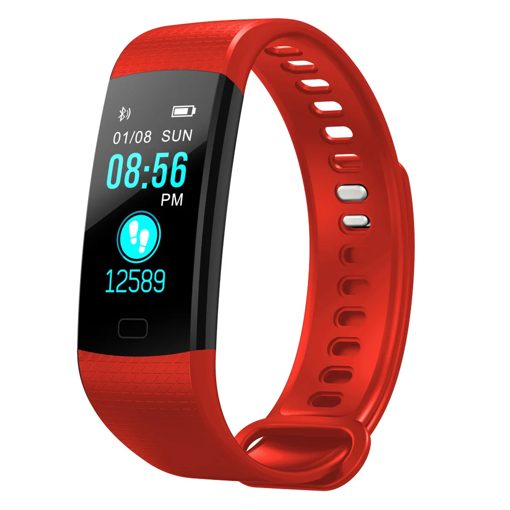 Смарт-часы RGLM Y5, спортивные фитнес-часы, трекер сердечного ритма, браслет для измерения артериального давления, водонепроницаемый смарт-браслет для IOS, Android - Цвет: Red