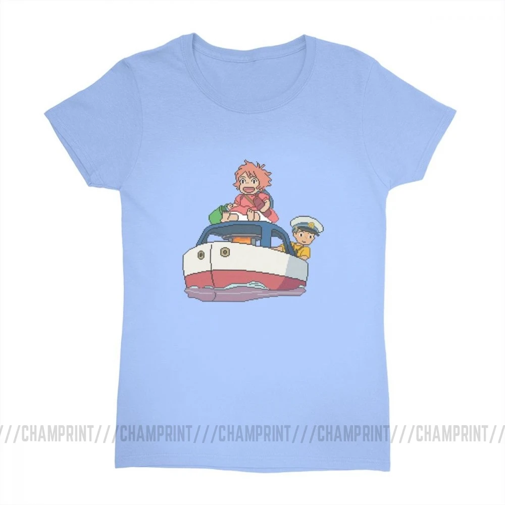 Women's 8bit Japan Anime Tshirt Ponyo On The Cliff T-shirt Harajuku Cotton Tops Tees Korean Style Female Clothing