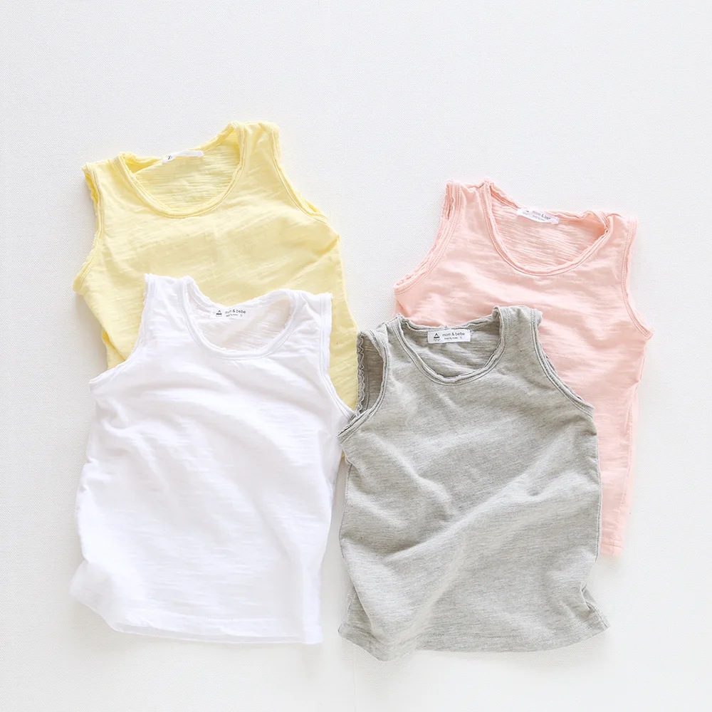 Korean-style Childrenswear Summer New Style Washing Water Slub Cotton Soft Cotton Children's Vest a Generation of Fat TN917