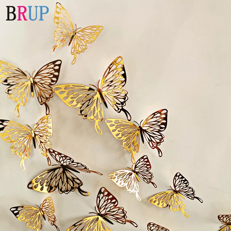 paper butterfly Art 3D Wall Art . Home Decor 3D Gold Art