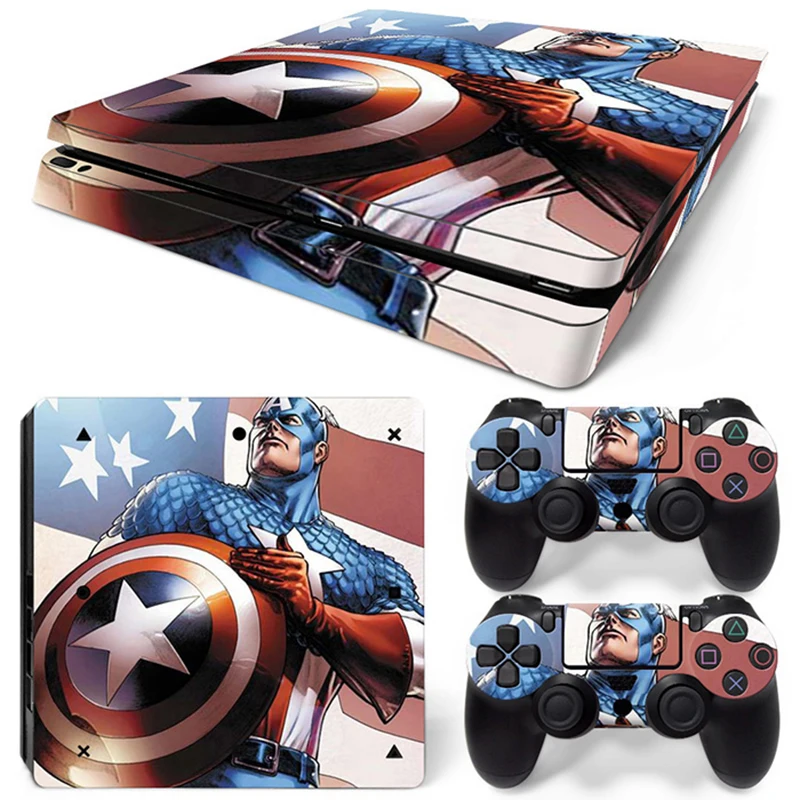 Marvel Spider Man Deadpool Sticker Cover Wrap Protector Skin For Sony PS4 Slim Console & 2PCS Controller Skin Decal For PS4 Slim 