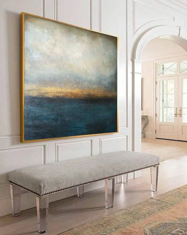 

Canvas Art Sea Abstract Painting Blue Painting Gray Painting Sunset Painting Contemporary Art Home Decor Large Oil Painting