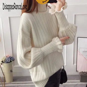 

Autumn Winter Turtleneck Sweater Loose Casual Female Jumper Lantern Sleeve Sweater And Pullover Women Plus Size