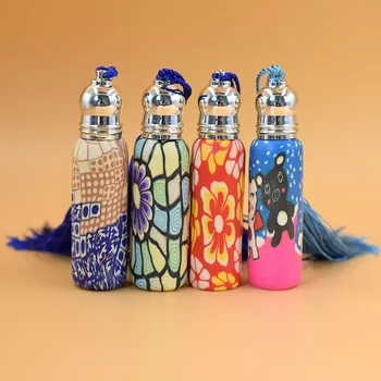 

10ml Roll On Perfume Bottles Polymer Clay Glass Bottle Refillable Small Essential Oil Vials with Metal Roller Ball