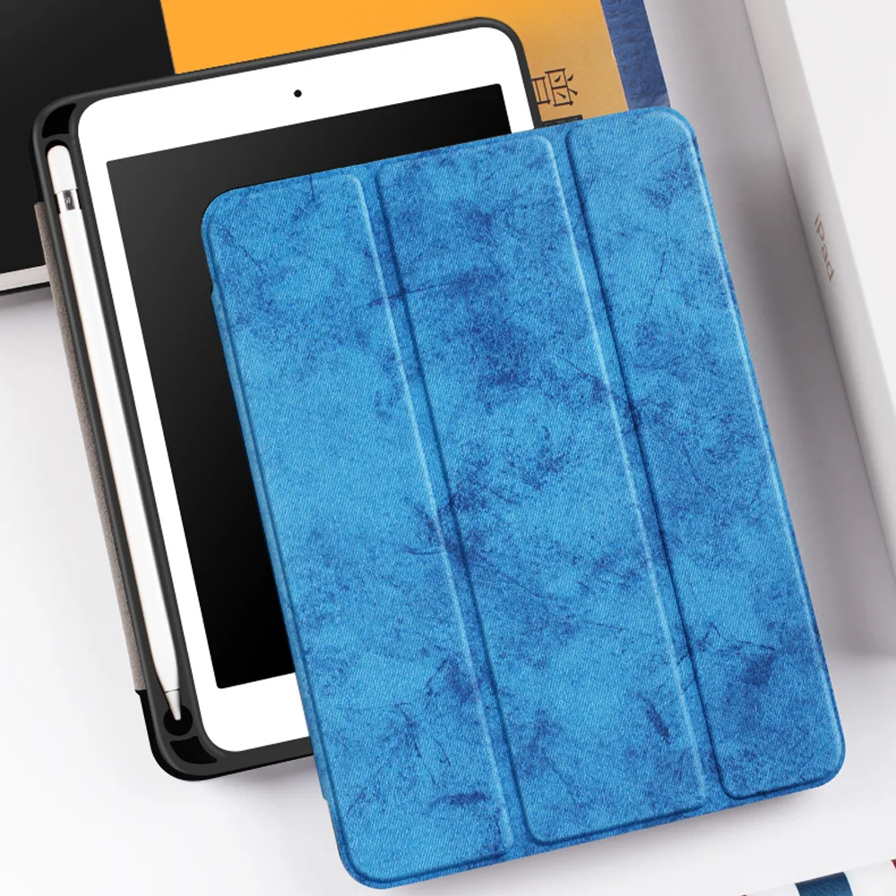 Чехол с держателем для карандашей для iPad 9,7 дюйма( Новинка), ZVRUA тонкий трехскладной PU кожаный смарт-чехол просыпается