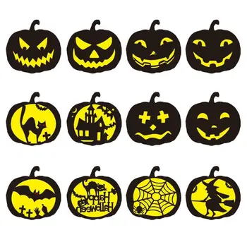 

12 Pieces Halloween pumpkin Stencil Set Plastic Drawing Templates