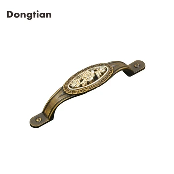

Dongtian 10pcs/lot European Style Vintage Rose Cabinet Handle Coffee Ancient Thicken Kitchen Cupboard Pull Hole Distance 96mm