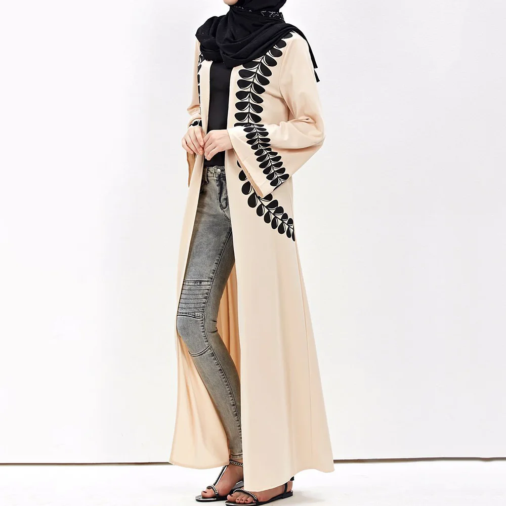 Abaya Jilbab мусульманское Макси платье с цветочным принтом розового размера плюс