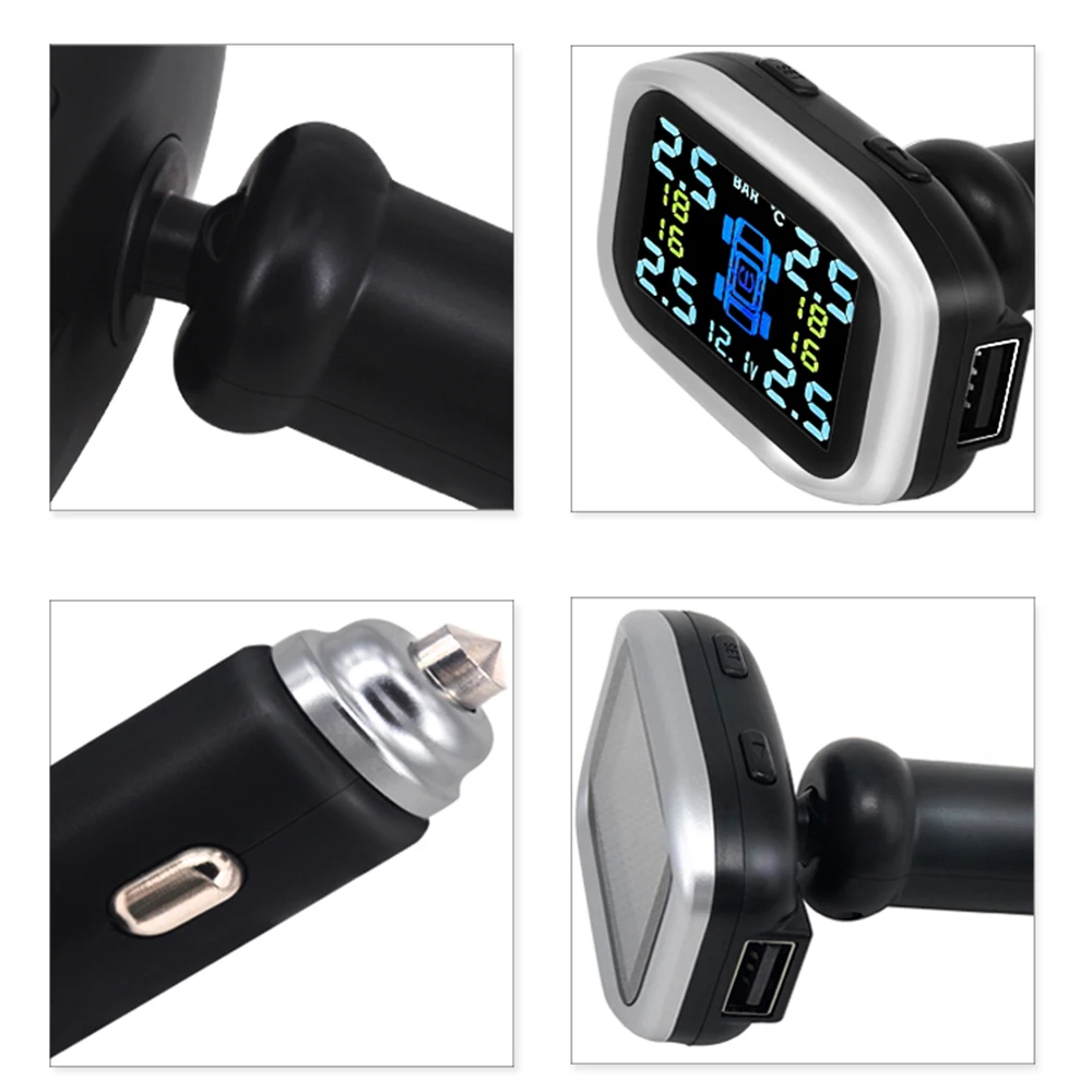 Автомобильный TPMS прикуриватель USB система контроля давления в шинах 4 внешних датчика ЖК-дисплей детектор шин для Honda 5