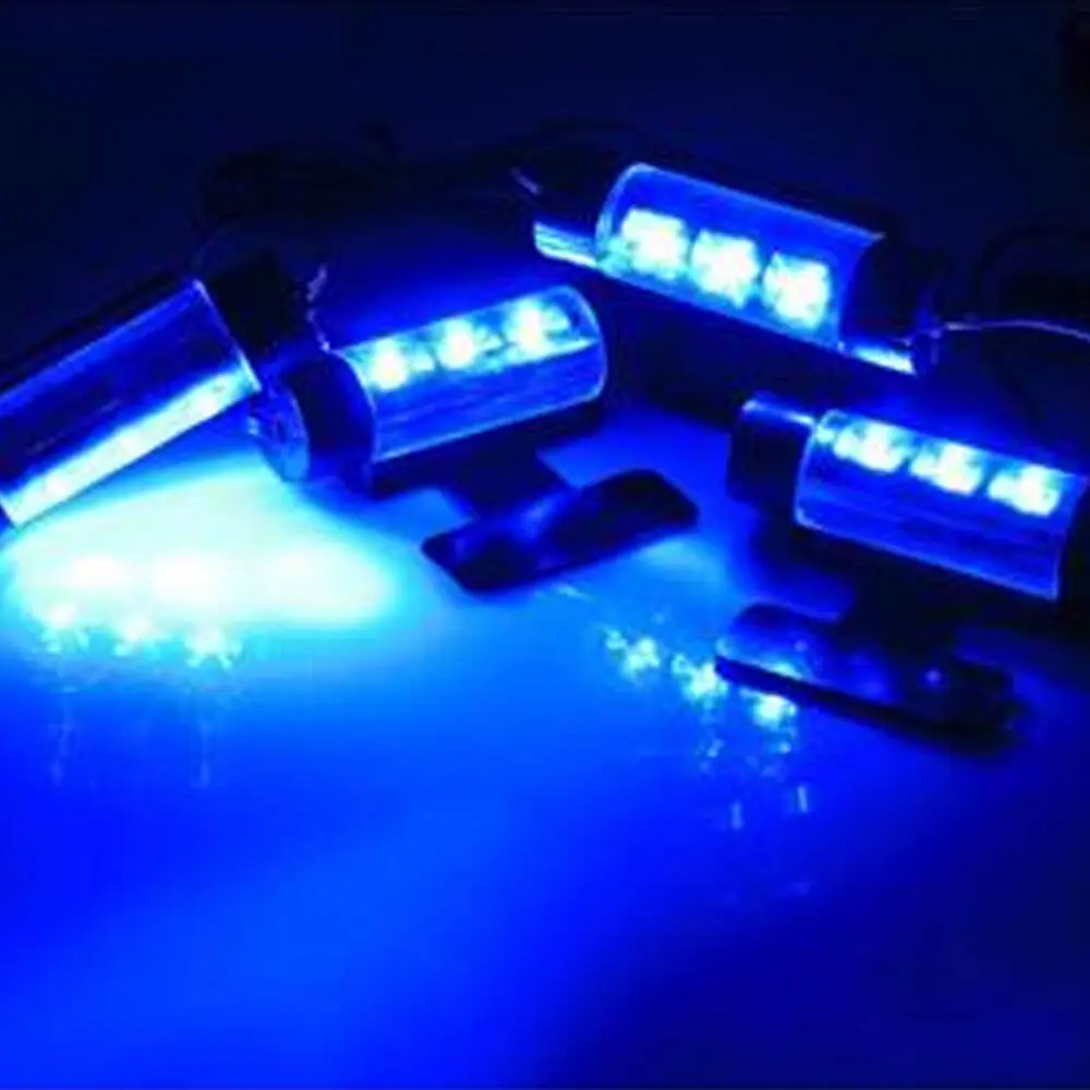 Auto car-styling car styling led 4x 3LED Car Charge 12V Glow Interior Decorative 4in1 Atmosphere Blue Light Lamp 18Jun 21