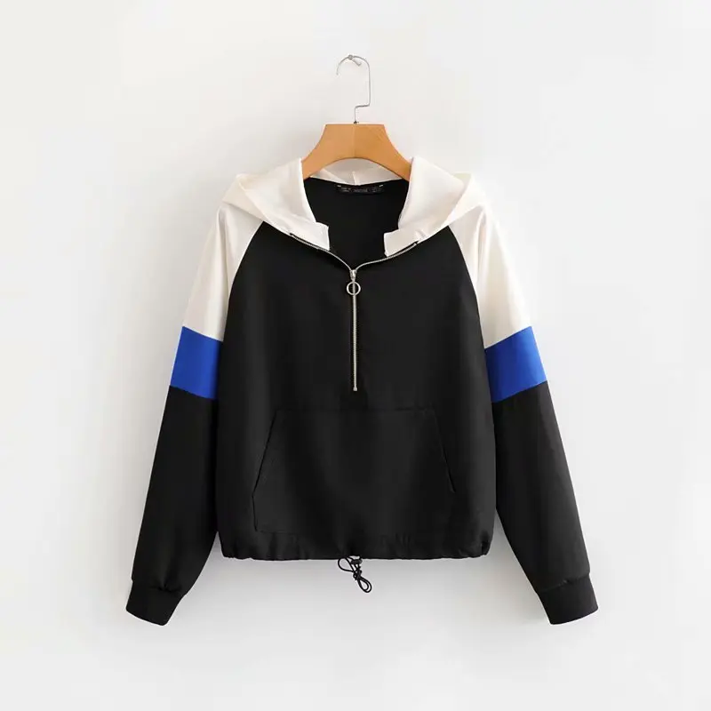 

European And American Style 19 Autumn Hooded Mixed Colors Long-sleeved Sweater Hoodie with Sleeves Women's + Casual Sports Jogge