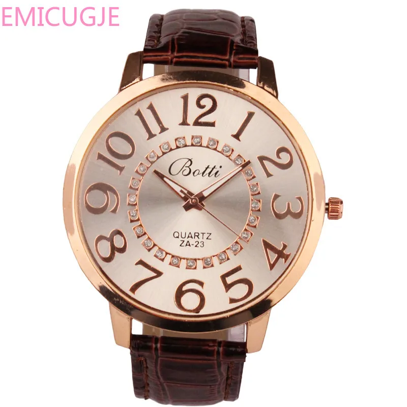 

Golden Dial Leather Big Dial Hour Analog Quartz Wrist New Hot Luxury Brand Men's Women's Big Numerals Fashion Numerals