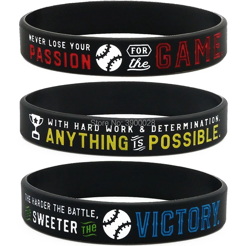 unidad de pulseras de béisbol inspiradoras silicona|Pulseras brazalete| AliExpress