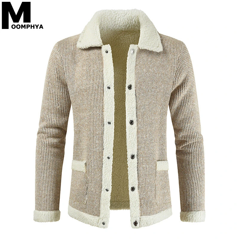 Moomphya зимний теплый вязаный свитер, куртка, пальто для мужчин, Кардиган с длинным рукавом, мужской свитер, пальто, повседневный мужской Эластичный свитер для мужчин