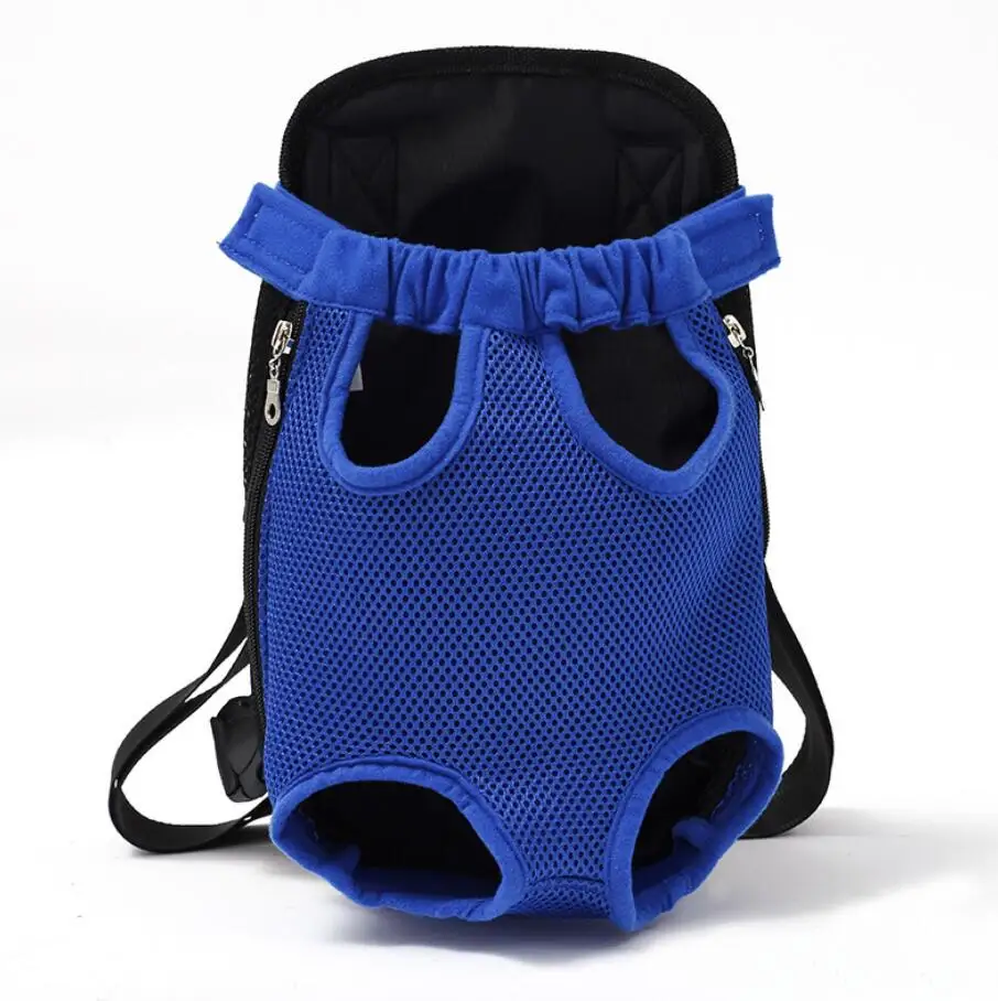 Переноска для собак на открытом воздухе, сумка для собак, передняя сумка, наплечный ремень и слинг, портативный рюкзак для путешествий, сетчатый рюкзак для пеших прогулок и кемпинга - Цвет: Синий