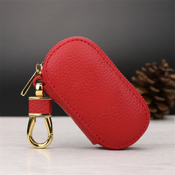 

KUKAKEY Mini Bag Zipper Key Cover Leather Key Wallet Men Women Zipper Car Key Case Cover For Porsche Original Cayenne Boxster