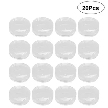

20PCS Empty Round Pot Jars Transparent Plastic Cosmetic Containers For Holding Powder Liquids Creams Make-Ups Nail Polish