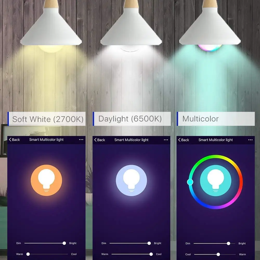 Умный светодиодный светильник E14 WiFi 60 Вт аналог разноцветный Диммируемый RGB пульт
