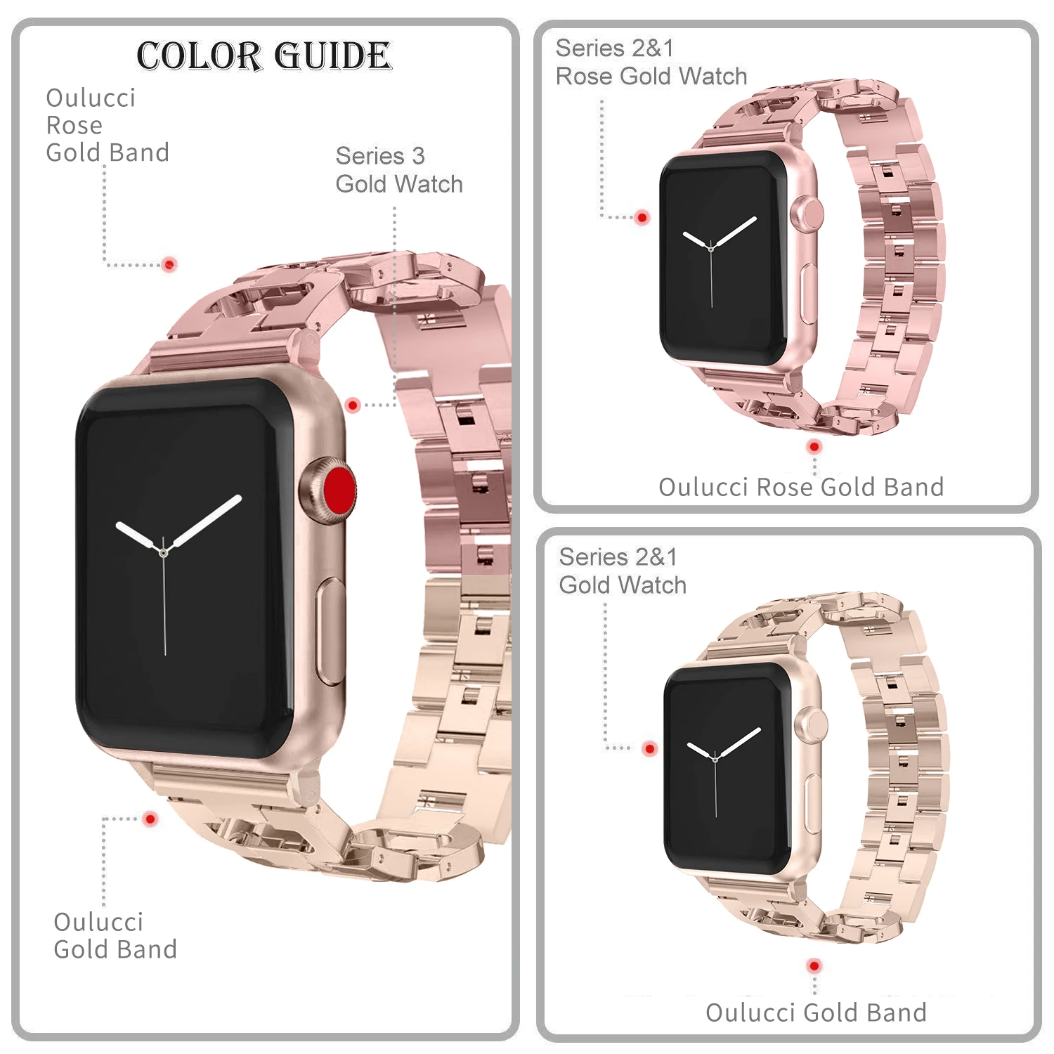 OULUCCI нержавеющая сталь для Apple Watch серии 5 ремешок 40 мм 44 мм женский ремешок 38 мм 42 мм браслет для iwatch 5/4/3/2/1
