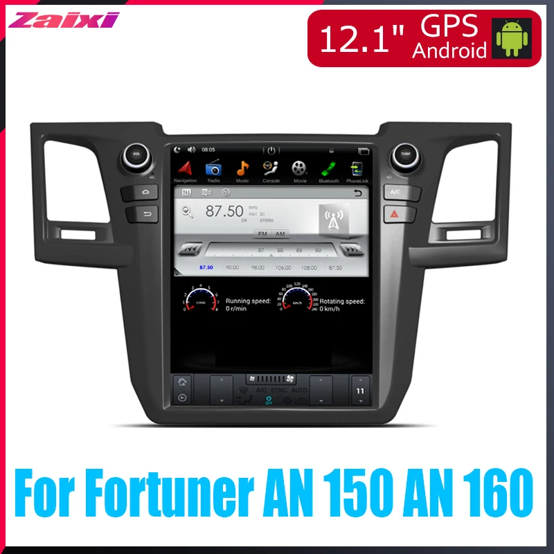 ZaiXi мультимедиа для Android gps для Toyota Fortuner REVO 2004~ радио вертикальный автомобильный сенсорный экран в стиле Tesla экран радио видео USB dab