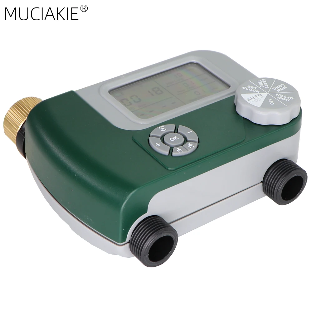 MUCIAKIE Garden Programmable 2-Outlet Timer Brass 3/4'' Female Inlet Hose Faucet Water Irrigation Controller System Sprinkler