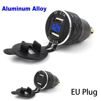 

4.2A Cigar Lighter Black Motorcycle EU Plug Black Two USB ports waterproof For BMW F800GS F650GS F700GS R1200GS 35 * 35 * 71mm