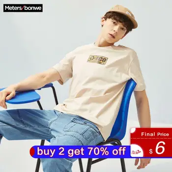 

Metersbonwe Short sleeve T-shirt 2020 New Summer Men High Quality Loose letter Print T-shirt Fashion trends Men Tops 631559