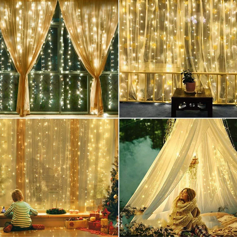 3M*3M LED Wedding Party patio Decor fairy Light christmas garland Star lamp Curtain outdoor string Light  Lamp string new year