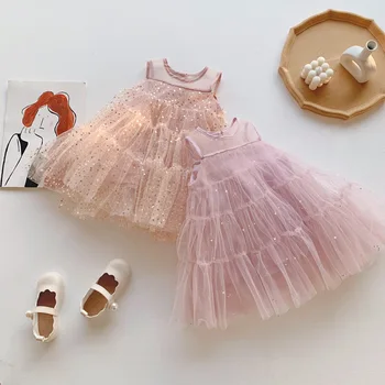 

2020 Korea Style Baby Girls Sequins Dress Summer Kids Girls Dresses 2-7 Years