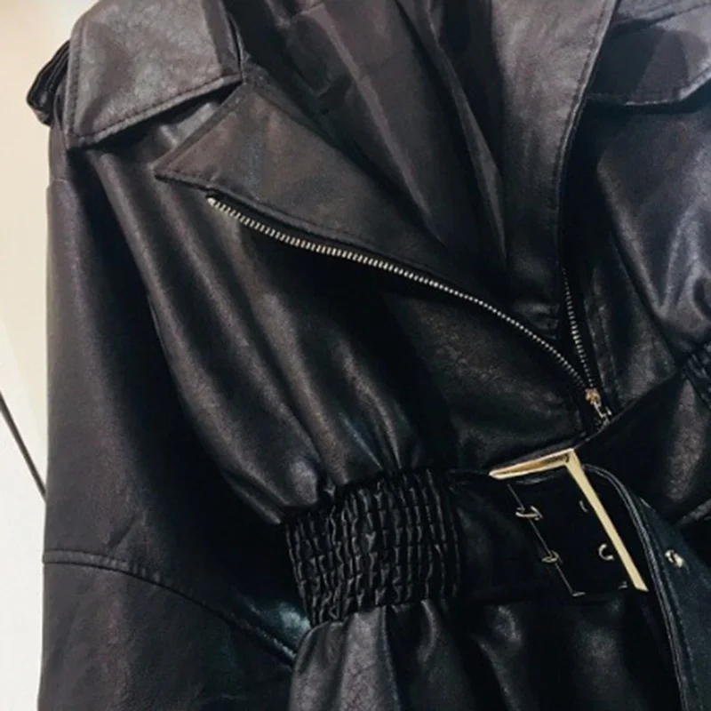 Gaganight осенняя куртка из искусственной кожи женская модная черная мотоциклетная