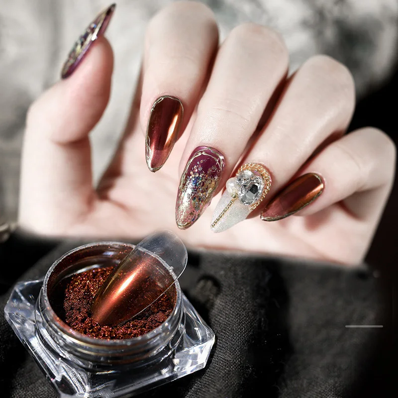 1 Box Chameleon Nail Glitter Powder Mirror Metallic For Nails Aurora Rubbing Chrome Pigment Dust Polish Decorations | Красота и