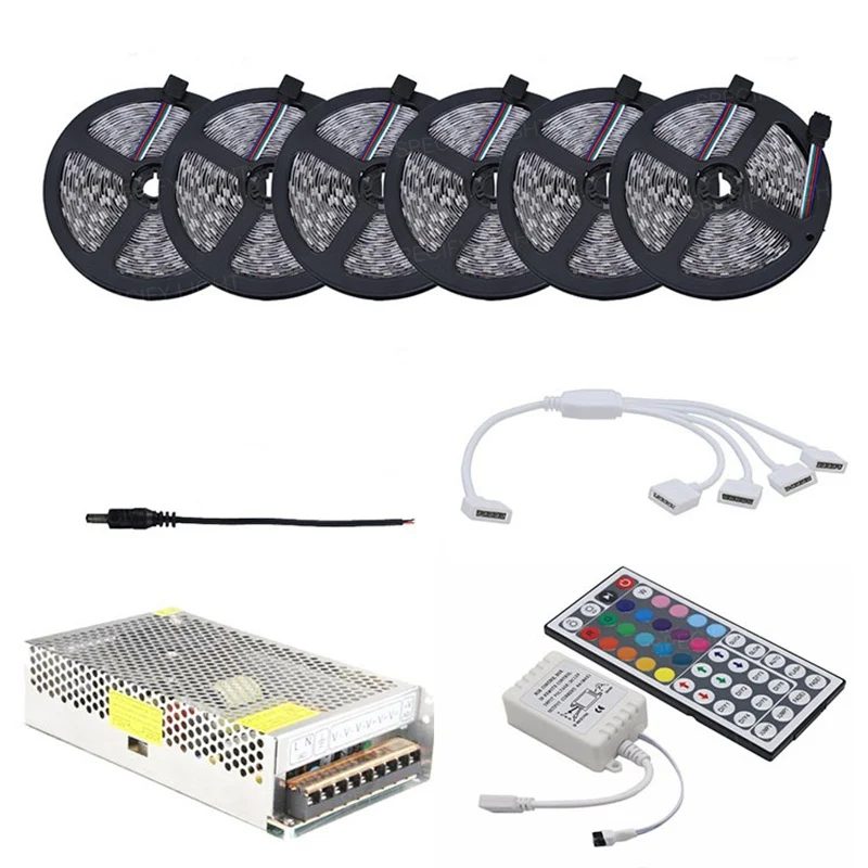 10M 15M 20M 30M Waterproof 5050 LED-Strip RGB DC 12V Flexible LED Strips 24 44 Keys Remote Controller Room TV Walls Decration (8)