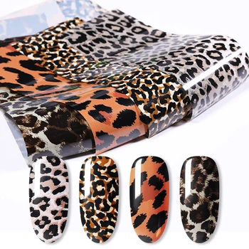

4Pcs/Set Leopard Nail Foils Nail Art Transfer Stickers Decals Nail Art Decorations 20cm Design Nails for UV Gel