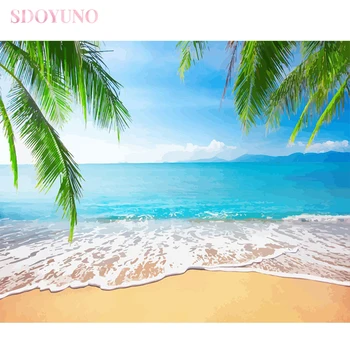 

SDOYUNO painting by numbers kit for adults Drawing DIY frame oil HandPainted Beach seascape acrylic art supplies paint on canvas