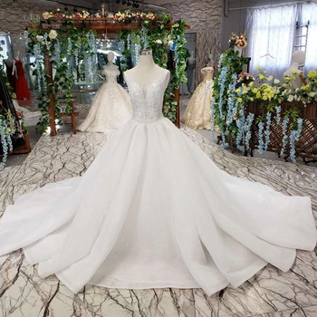 

BGW HT474 Sexy Wedding Dress Sleeveless V-neck Backless Princess Wedding Gown With Train Free Shipping Vestido De Noiva Simples