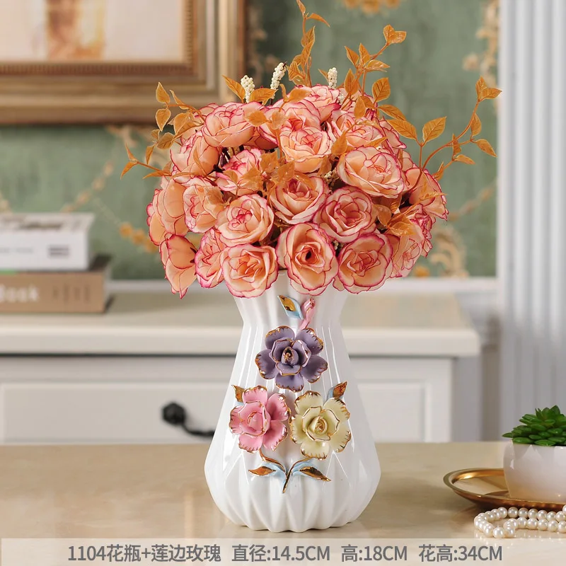 M with flowers Европейская керамическая ваза стерео цветочные вазы Ремесла свадебные ярроны decorativos фарфоровая ваза Креативные украшения дома аксессуары - Цвет: M with flowers