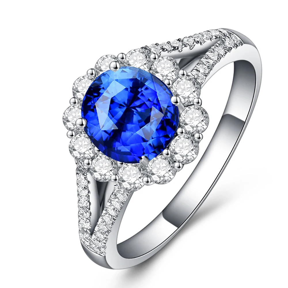 sapphire ring Высококачественные кольца из натурального сапфира с кубическим цирконием, 925 серебряные кольца для женщин, обручальное кольцо, ювелирные изделия, аксессуары, подарок - Цвет камня: sapphire ring