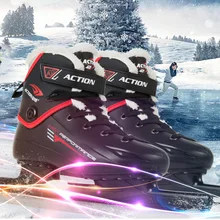 Для взрослых и подростков, искусственная кожа, профессиональная, тепловая, флисовая, теплая, утолщенная, коньки, обувь для хоккея, Фигурное лезвие, для начинающих кататься на коньках