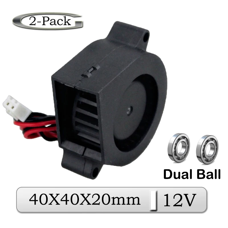 2 шт. Gdstime DC 12 В 40x40x20 мм 40 бесщеточный двойной шаровая воздуходувка Вентилятор