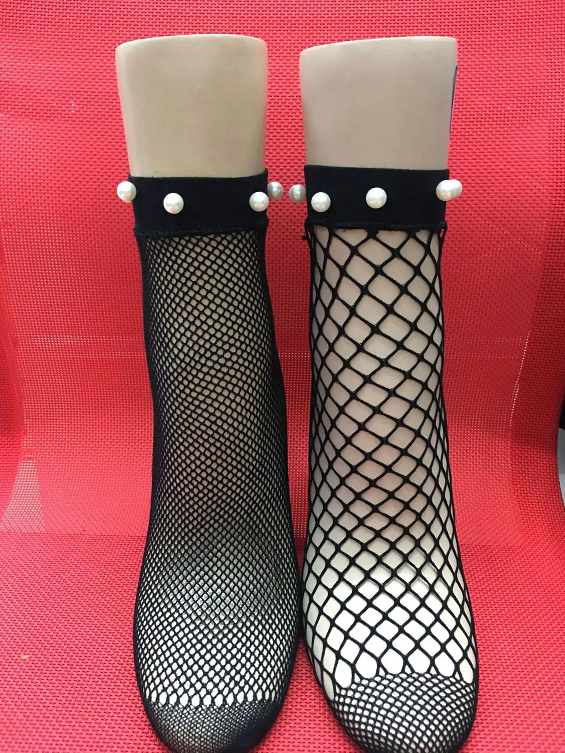 

10 pairs/lot Fashion Sexy Fishnet Hollow Out Lace Nylon Woman Beaded Bow Sock Mesh Breathable Short Summer Socks For Ladies