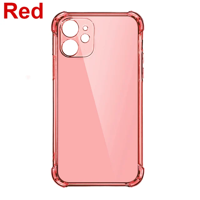 Thick Shockproof Silicone Phone Case on For iPhone 13 12 11 Pro Xs Max Camera Protection Case iPhone X Xr 6s 7 8 Plus Back Cover Red
