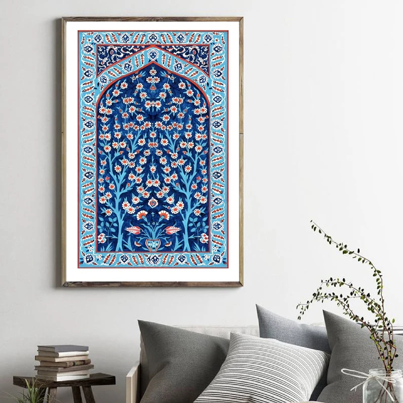 Turkish-Tile-Tree-of-Life-Watercolor-Painting-Prints-Traditional-Ottoman-Floral-Wall-Art-Picture-Canvas-Poster (2)