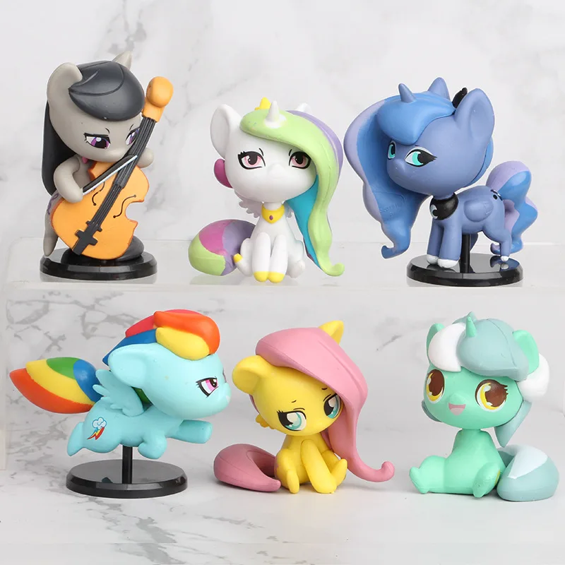 6 шт. My little Pony, единорог, принцесса, луна, Селестия, радужная лошадь, фигурки, игрушки для детей, девочек, на день рождения, рождественские подарки - Цвет: 6pcs