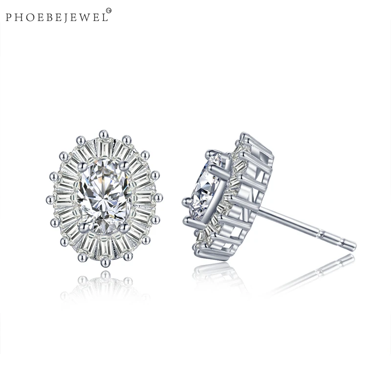 Женские серебряные серьги гвоздики PHOEBEJEWEL с прозрачными фианитами свадебные