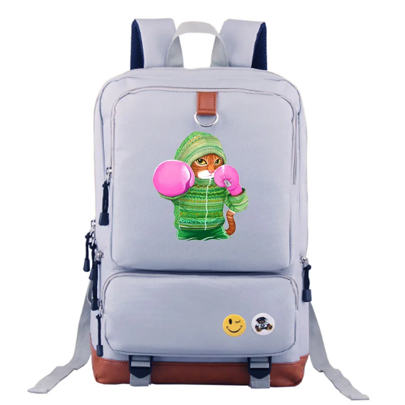 style1 gray Супер милый мультфильм Кот атака Рюкзак Студенческая Школьная Сумка Повседневный Рюкзак для студента ноутбук рюкзак - Цвет: style1 gray