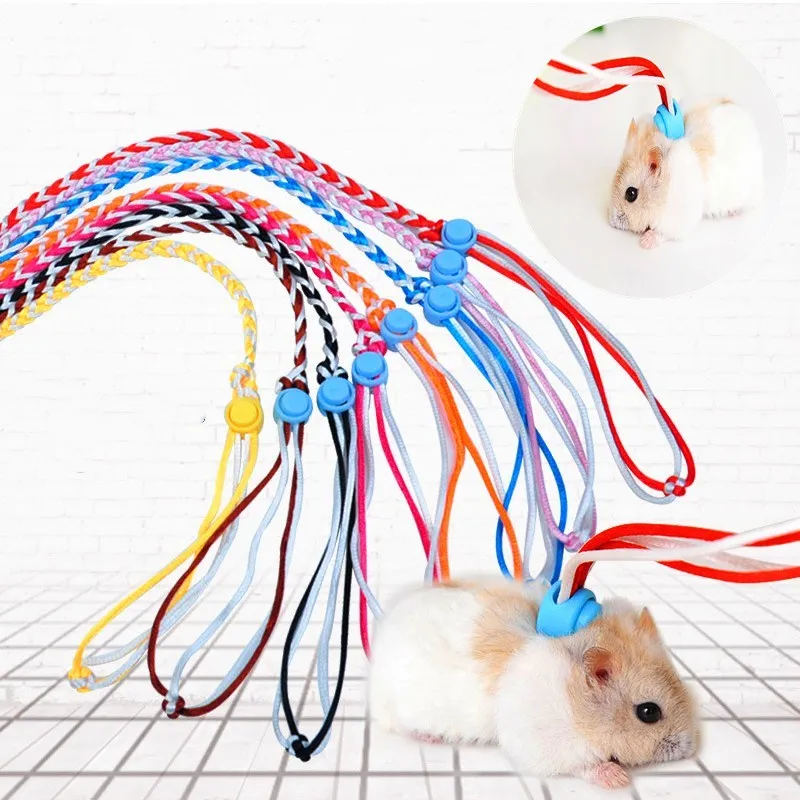 Color al azar 2m ajustable correa de hámster arnés cuerda jerbo cuerda arnés Collar de guiar por rata ratón mascota hámster correa de jaula