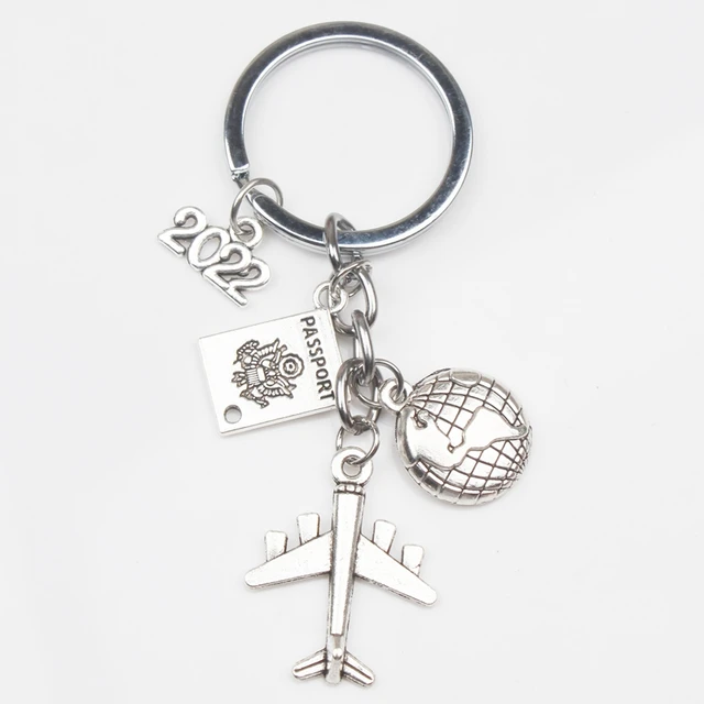 New 2020 2021 2022 Earth Plane Passport Pendant Keychain Travel Key Ring Friendship Best Friend Jewelry Key Chain Diy Handmade 2022