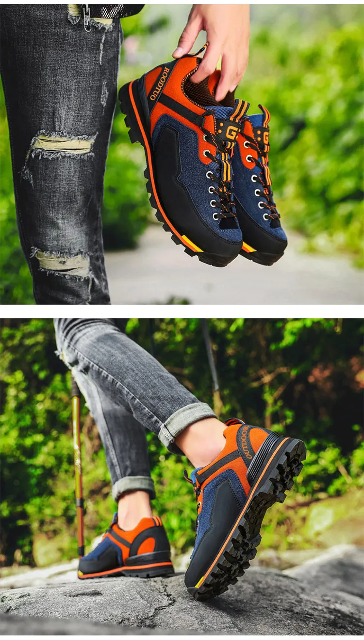 Men Leather Casual Shoes Outdoor Non-slip Waterproof Leather Sneakers Hight Quality Male Hiking Sport Shoes Men Running Shoes 47