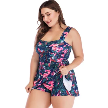 

Conservative women's split skirt style plus fat size women's boxer swimsuit swimsuit
